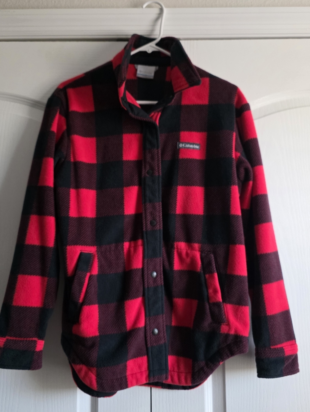 Columbia Benton Womens Fleece Jacket Size S Black Red Plaid